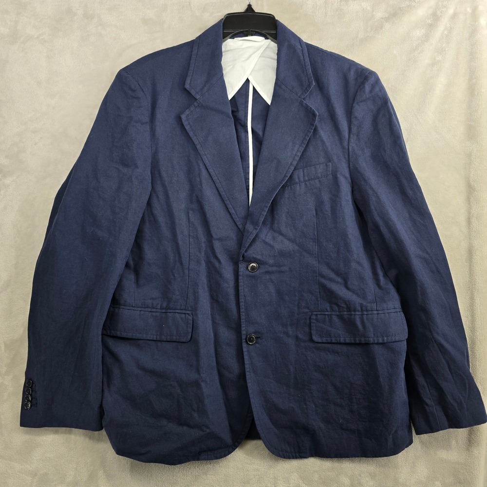 Alex Mill Cooper Blazer In Cotton Linen Navy Blue Mens XL Two Button Sport Coat